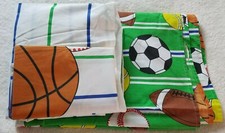 Twin Sheet Set  3 Piece  White, Green, Blue  Sports Theme  Unbranded