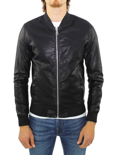 Giubbotto Pelle Uomo Nero Biker Chiodo Moto Slim Fit College Giacca Corta |  eBay