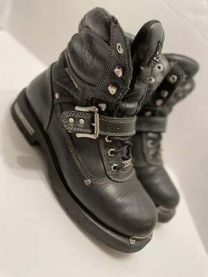 ARIAT Motor Boots Men 10.5D BlackLeather Waterproof Metal Mounts