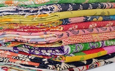 Reversible Vintage kantha Quilt Throw Handmade Blanket Wholesale Lot 5 Pc Diwali