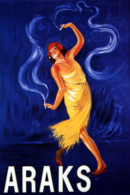 ARAKS CIGARETTES BEAUTIFUL WOMAN DANCING DANCE CAPPIELLO VINTAGE POSTER REPRO