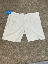 Haggar Cool 18 Pro String Front Golf Shorts Size 44W Expandable Waist UV pleated