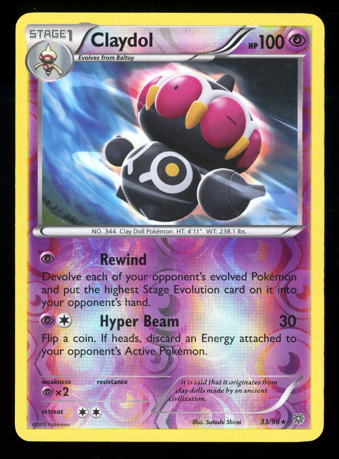Claydol 33/98 Reverse Holo - XY Ancient Origins - Pokemon Card