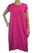 Ladies Italian Lagenlook Cotton Jersey Stretch Tunic Dress with Pockets