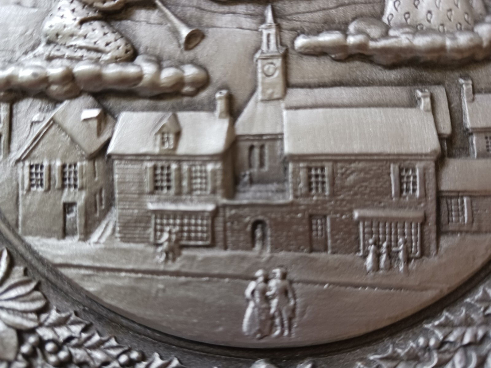 3 Vintage Hudson Fine Pewter Christmas Plates 19798081 Angels Manger