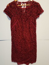 Ann Taylor Loft Women's Red Lace Sheath Dress Size 2 NWT