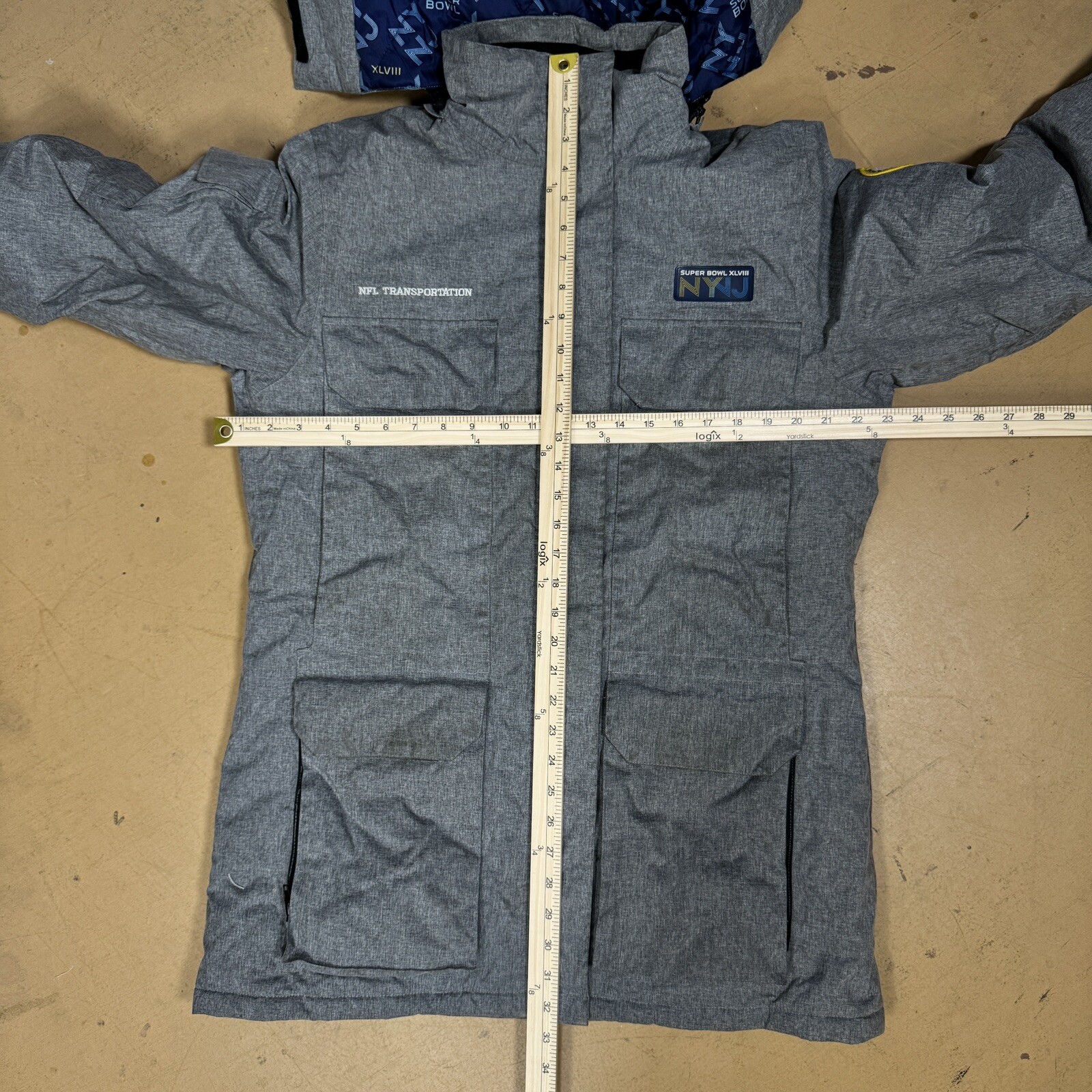 NFL Superbowl XLVIII Mens NJ/NY Jacket Coat Parka Seahawks vs Broncos Medium thumbnail 18