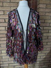 Primark Rainbow Sequin Christmas Party Jacket Size Xs Extra Small 6-8