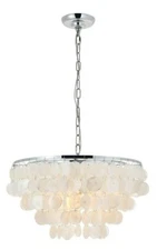Pendant Chandelier Faux Shell Shade Dining Room Kitchen Island 4 Light Fixture