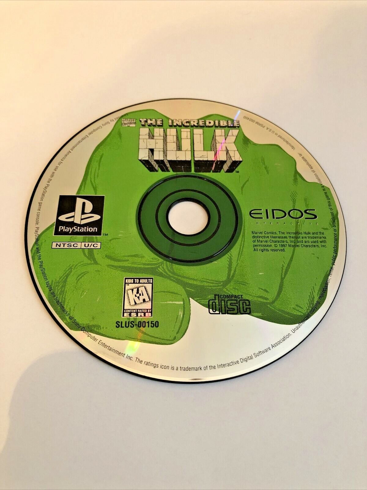 The Incredible Hulk (Sony PlayStation PS1) Game ONLY
