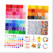 DIY Art Gifts: 72 Colors Pony Beads Bracelets Making Kit with Letter Beads - Cre