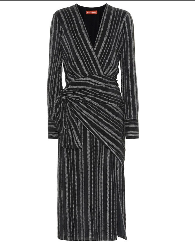 100% AUTH NWT $1,595 Altuzarra “Sparks” Silk Dress, Black& Silver, FR38/US6 - Image 4 of 4