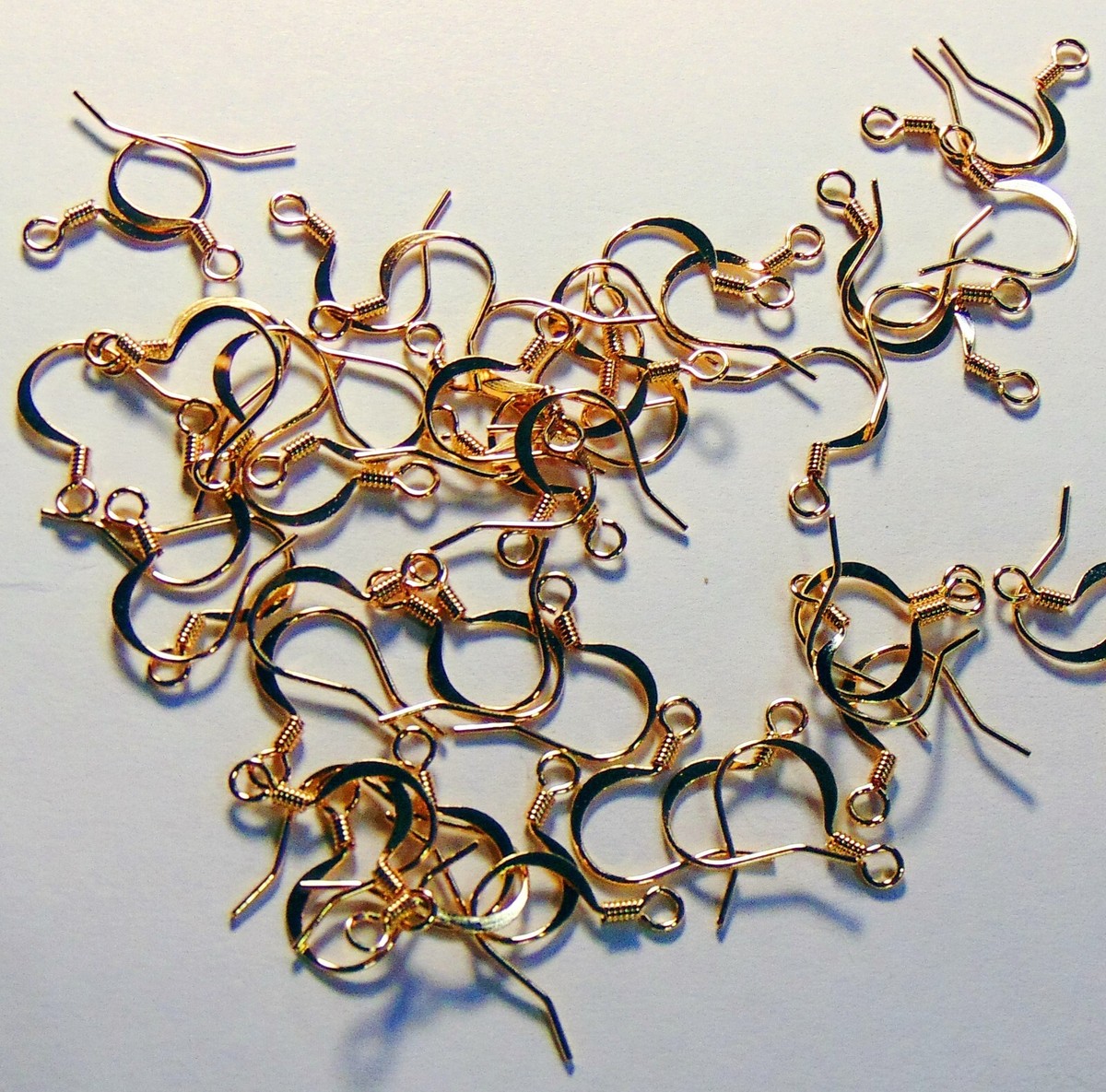 copper plated flat fish hook ear wire 500 Flat Fish Hook GOLD PLATED STAINLESS STEEL FRENCH HOOKS EarWires Coil  21ga