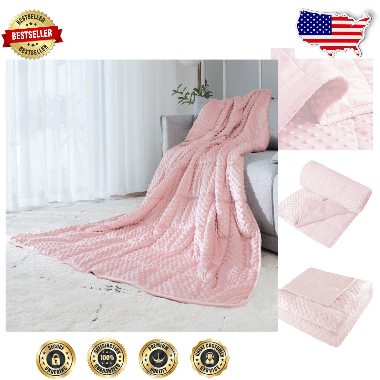 Alansma Reversible Weighted Blanket - All-Season Minky Warm & Cool Luxury-image