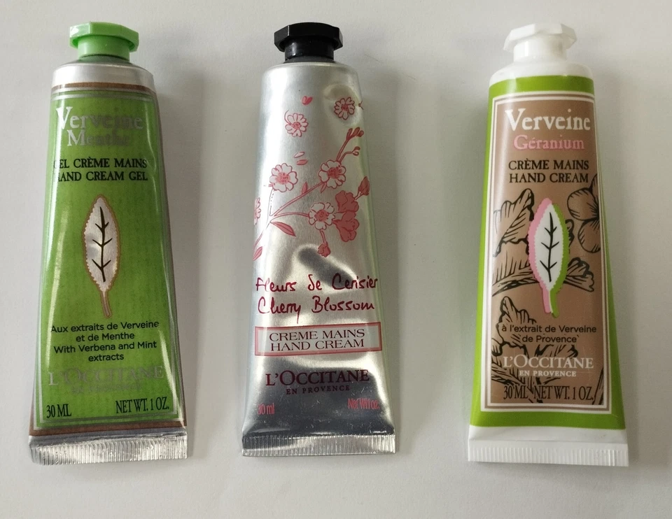 L'Occitane Set 3 Crèmes mains Verveine Menthe Fleurs de Cerisier etc 30 ml /EBUO - Photo 1/1