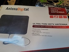 Digital Ultra-Thin HDTV Antenna with Signal Booster Connectivity - 50 Mile Range