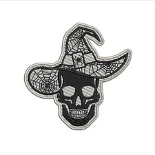 Skeleton Witch PatchEmbroidered Iron-on Applique Clothing Vest Backpack Spooky