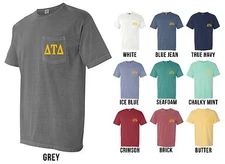 Delta Tau Delta Fraternity DTD Letters COMFORT COLORS POCKET Shirt - NEW