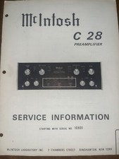 McIntosh C-28 C28 C 28 Service Manual S/N 10X01 Pre-Amplifier Original