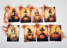 8-Halloween-Ladies-Pumpkins-Junk Journal-Linen Cardstock-Hang-Tags