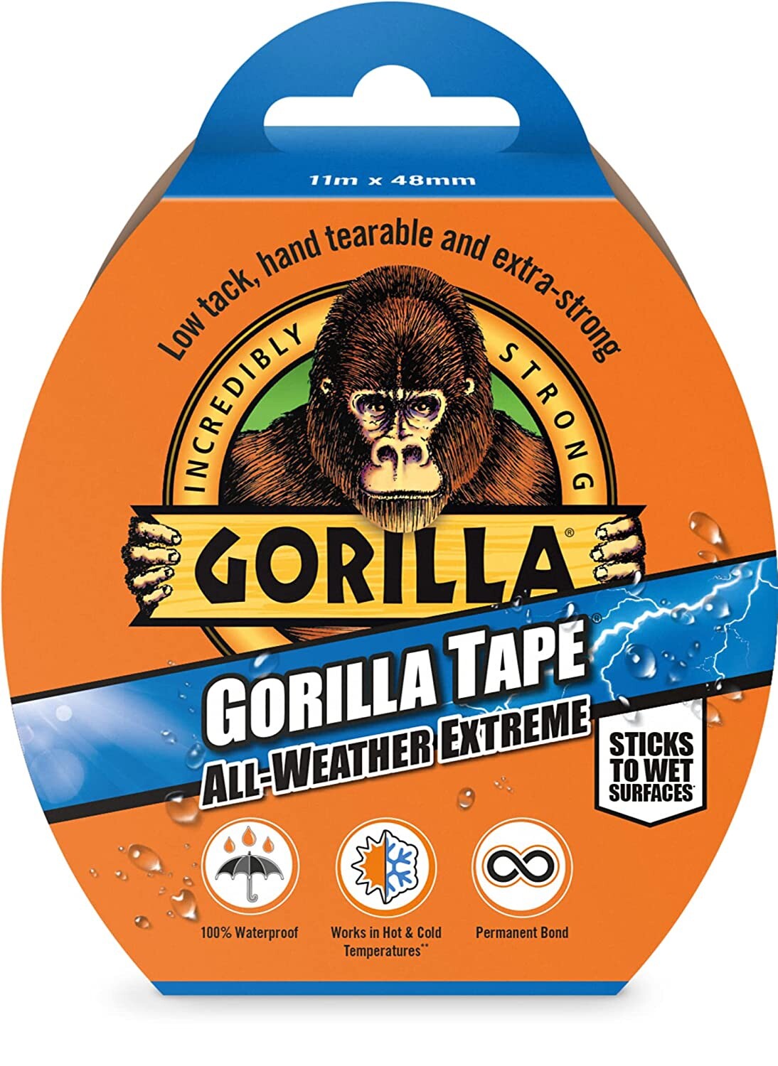 Gorilla Tape All-Weather Extreme Waterproof Strong Bond - 48mm x 11m - Black