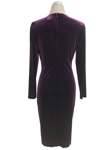 NEW Calvin Klein Elegant Velvet ROSEWOOD Faux Wrap EZ Fit Sheath Dress size 4 - Picture 4 of 11