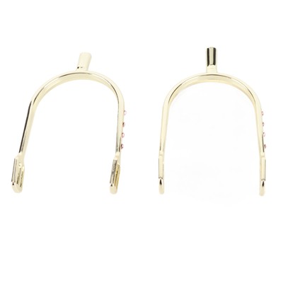 Zinc Alloy Chrome Plating Women's Spurs Yellow Roping Spur Straps w/ Rhinestone