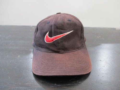 VINTAGE Nike Hat Cap Black Red Swoosh 