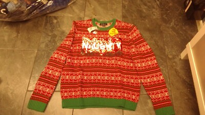 NWT 33DEGREES WOMENS MENS CHRISTMAS SWEATER TWO WAY SEQUINS M L XL XXL