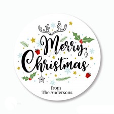 Personalized Merry Christmas Stickers Holiday Favors Christmas Envelope Seals