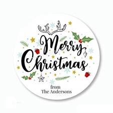 Personalized Merry Christmas Stickers Holiday Favors Christmas Envelope Seals