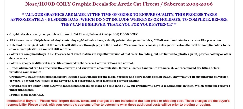 Calcomanías gráficas SLED SOLO CAPUCHA Arctic Cat Firecat/Sabercat 2003-2006 TA G Foto 2 de 2