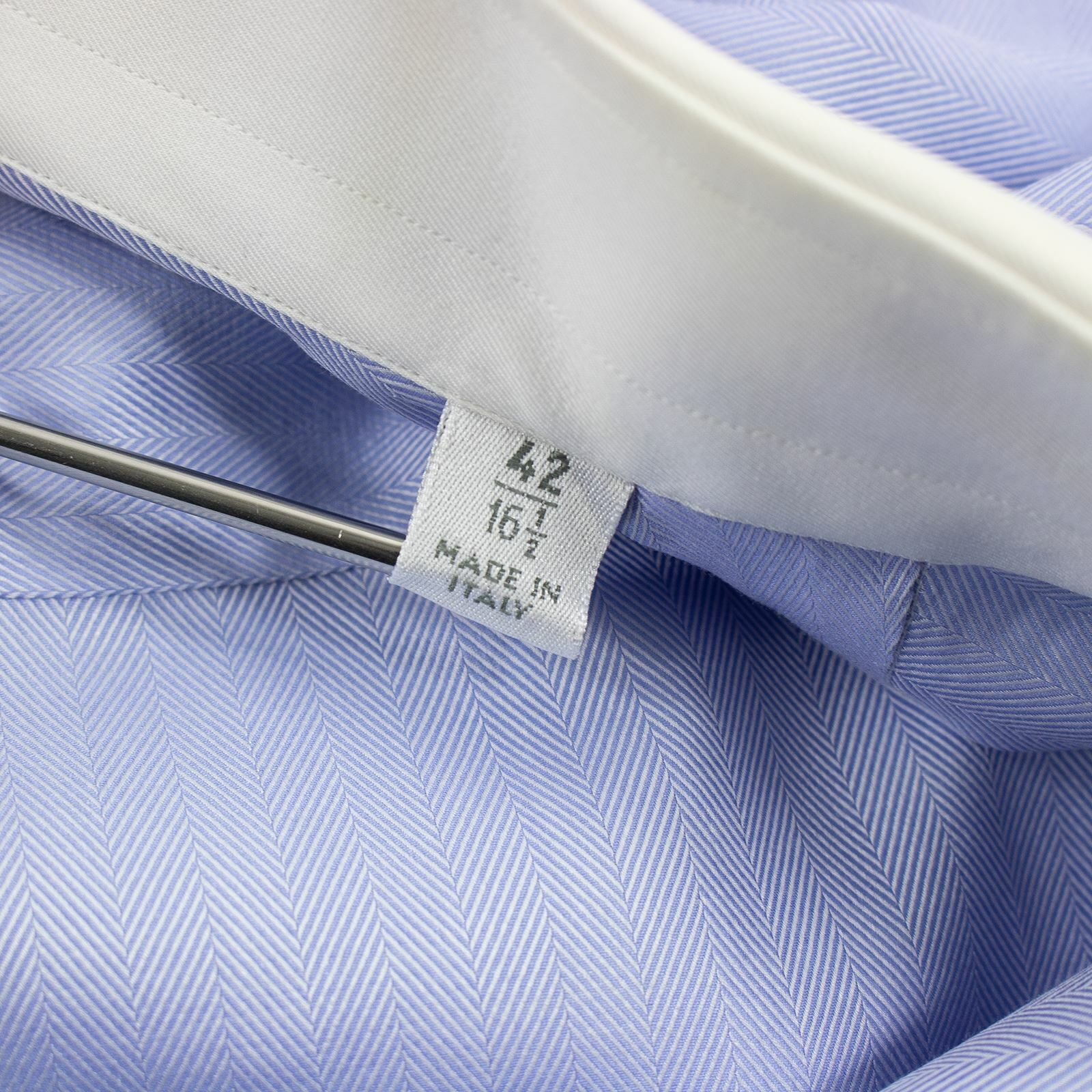 Ameri Blue Cotton Herringbone French Cuff Contras… - image 5