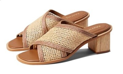KAANAS Chia Crossover Fishnet Wood Heel Honey Size 11