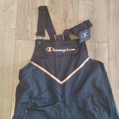 Brand New CHAMPION Overall jumpsuit Black Gold Medium RARE!!