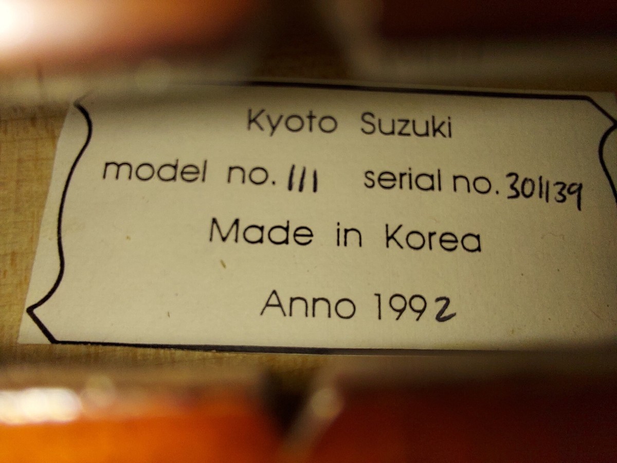 Kyoto Suzuki #111 size 4/4 violin, Korea 1992, Case & Bow, Very