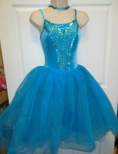 Romantic length Ballet costume Turquoise Blue Princess Sequin front Petite