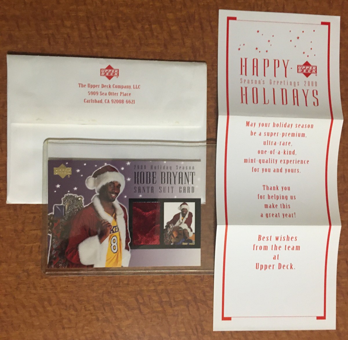 Kobe Bryant 2000 Upper Deck 3.5X5 Employee Holiday Santa Suit 