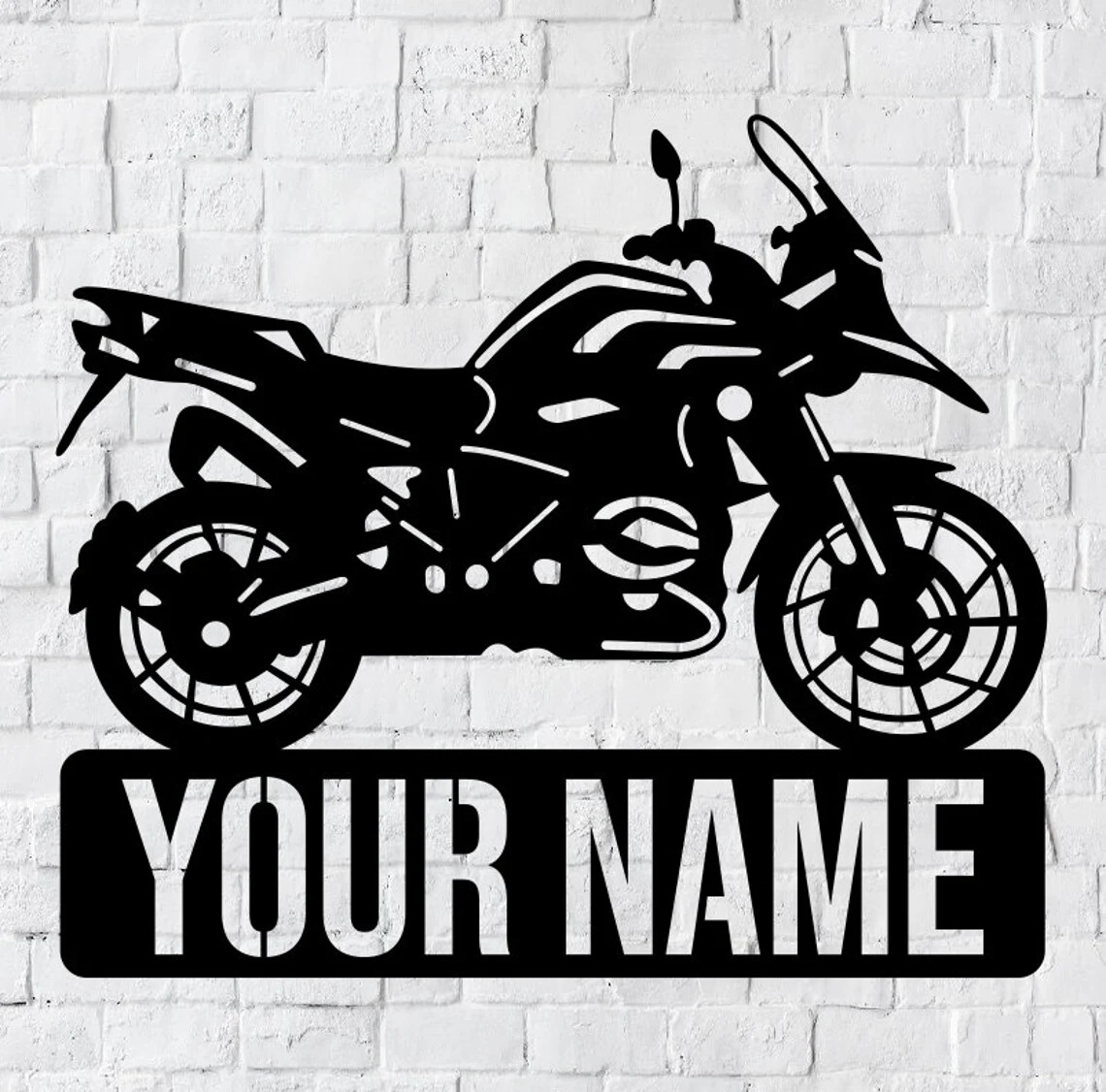 3D Metal Silhouette Motorcycle Wall Art Decor USA Sign  -image