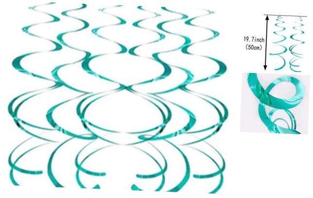 Teal Swirl Hanging Decorations for Birthday and Baby Shower Ceiling Decor-image