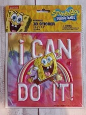  NEW Nickelodeon SPONGEBOB SQUAREPANTS 3D Reusable Sticker "I CAN DO IT 1.6x6.5"