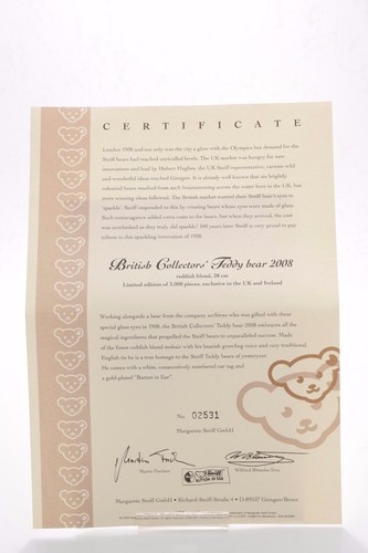 Steiff bears* Bristish Collecter Steiff Bear 2008 Exclusive to UK 38cm*Ean662966 - Picture 3 of 5