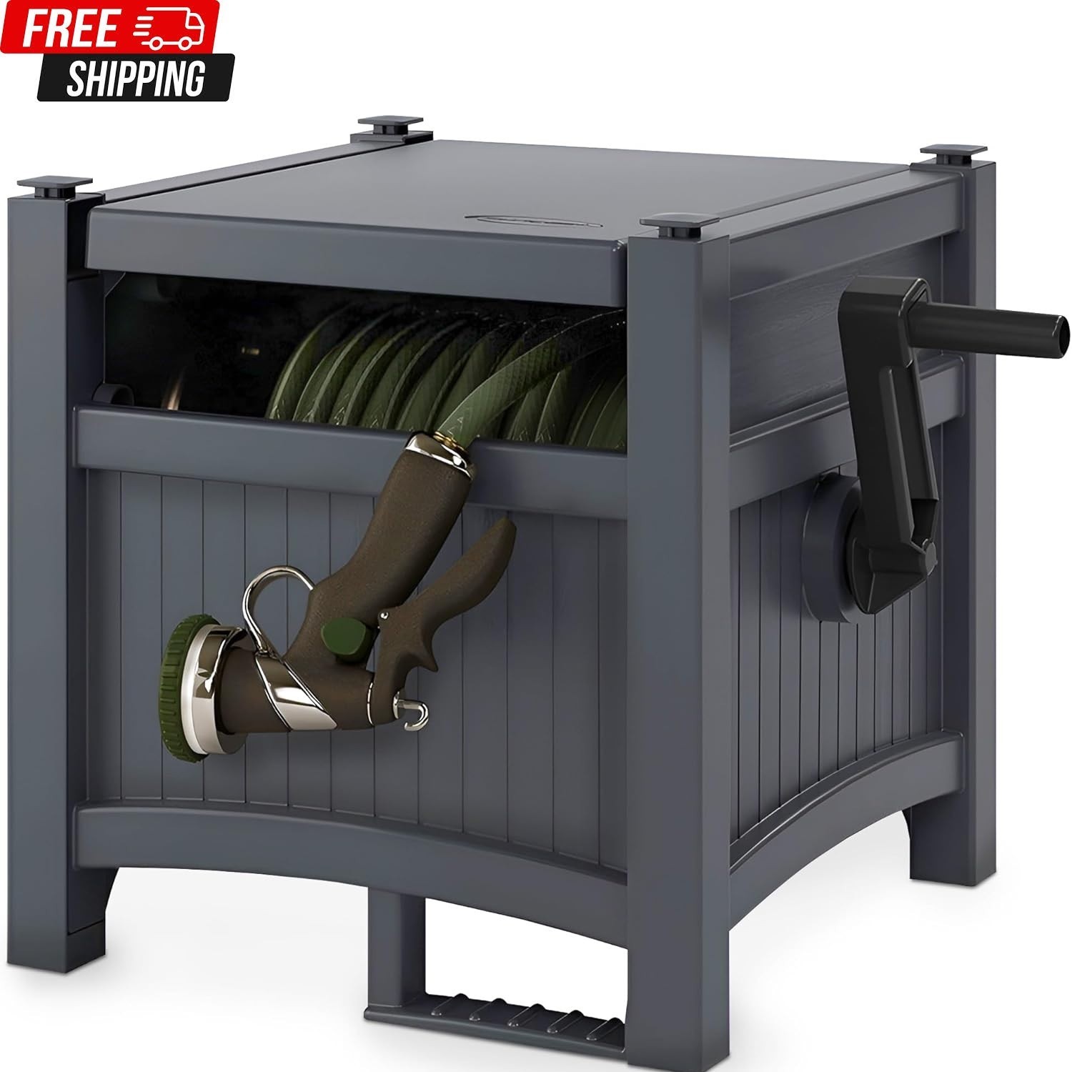 Suncast 100 ft. POWERWIND Auto Power Rewind Hose Reel Light Taupe NEW USA