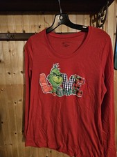 Christmas Grinch LG Youth Red Long Sleeve Pullover Holiday New No Tag 17066