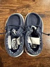 Hey Dude Navy Canvas Drawstring Unisex Kids Low Top Casual Shoes