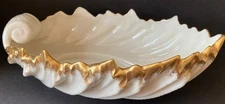 VINTAGE~LENOX~ACANTHUS LEAF~BOWL~SERVER~24 KARAT GOLD RIM~NAUTILUS SEA SHELL