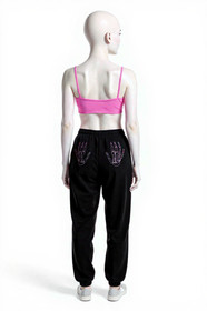 PINK Victoria's Secret Black Joggers with Purple Bling Skeleton Hands on Butt