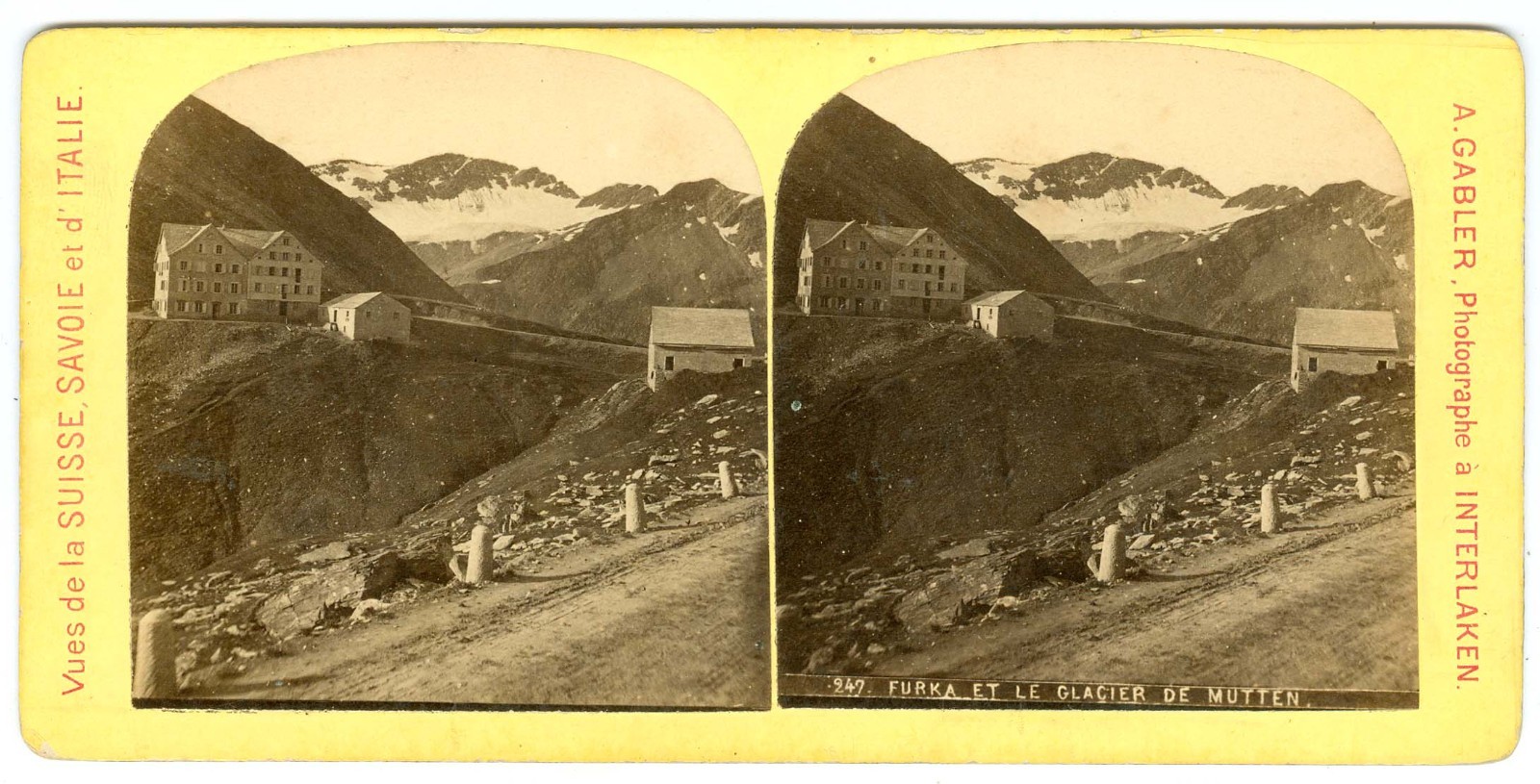 B4223~ SWITZERLAND Furka, Mutten Glacier 1870s Stereoview A. Gabler, Interlaken