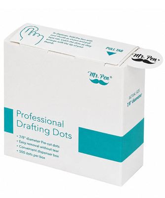 Drafting Dots 7/8 Inch Diameter Pack of 500 Pre-Cut Tape Adhesive for Blueprints