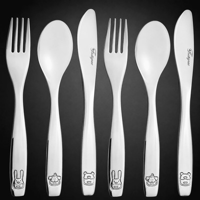Kinderbesteck 6er Set Kinder Besteck Edelstahl Tiermotiv Geschenk Taufe Geburt